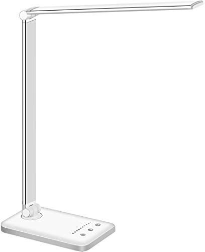 Lámpara Escritorio LED, Flexo de Escritorio (Cuidado Ocular, Puerto USB, 5 Modos,10...