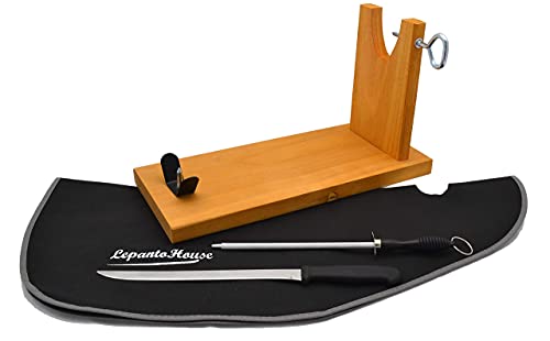 LEPANTO Tabla JAMONERA BANQUETA Nogal + Set Negro JAMONERO BANQUETA DE Madera...