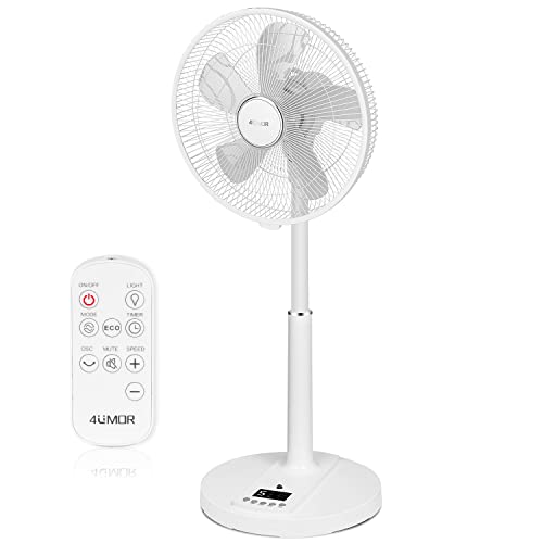 4UMOR Ventilador de Pie Silencioso con Control Remoto, Ventilador Blanco para Mesa,...