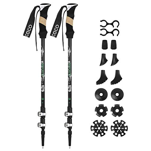 TAOCOCO 2PCS Telescópico Senderismo Stick-7075 Aleación de Aluminio Palo de Trekking Ultra...
