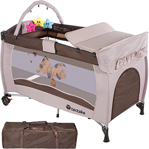 TecTake Cuna infantil de viaje de altura ajustable con acolchado para bebé...
