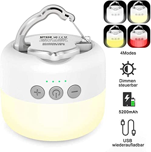 YFW Lámpara de camping LED, linterna recargable USB, 3 niveles de brillo,...