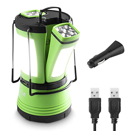 LE Lámpara de Cámping LED, 600 lúmenes, con 2 Antorchas Desmontables, USB...