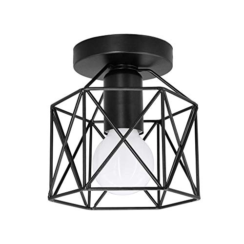Artpad Vintage Loft Jaula de hierro negro Lámpara de techo LED 5W...