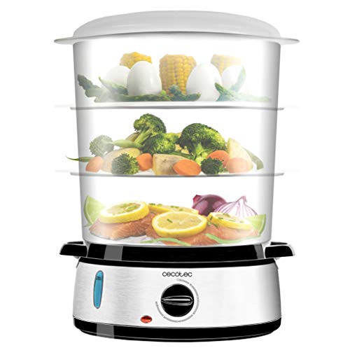 Cecotec Vaporera eléctrica Vapovita 3000 INOX con 800 W, 3 recipientes Independientes,...