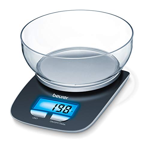 Beurer KS 25 Balanza de cocina con bol transparente, función auto-tara, 3...