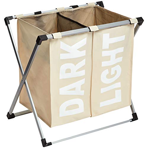Amazon Basics – Cesta doble para colada, Beige