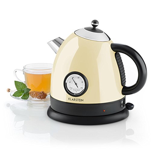 Klarstein AquaVita 1.5L 2200W Negro, Crema de color - Tetera eléctrica (1,5...