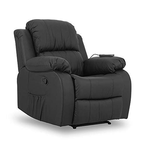 Don Descanso - Sillón Masaje Relax Calor Trevi Negro Reclinable 160º con...