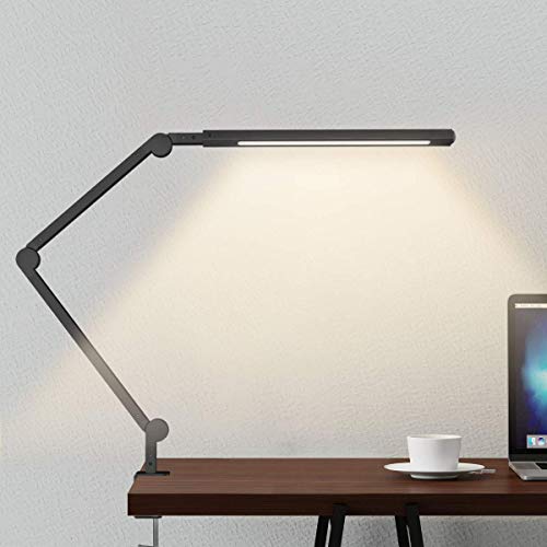Lámpara Escritorio LED, Wellwerks 9W Lámpara de Mesa Abrazadera Brazo Oscilante Luz...
