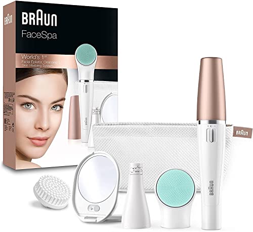 Braun FaceSpa 851 - Sistema 3 en 1 de depiladora facial, cepillo...