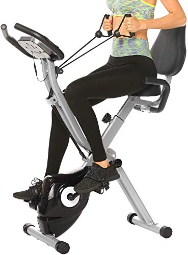Profun Bicicleta Estática 2 en 1 Plegable Xbike de Fitness con Respaldo/Bandas...