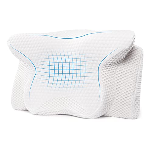 Feagar Almohada Cervical Elástica, Almohada Ortopédica Antironquidos para Dormir de Espuma Viscoelástica...