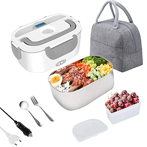 Nifogo Fiambrera Eléctrica Calentador de Comida Electrico Acero Inoxidable-2 en 1 para...
