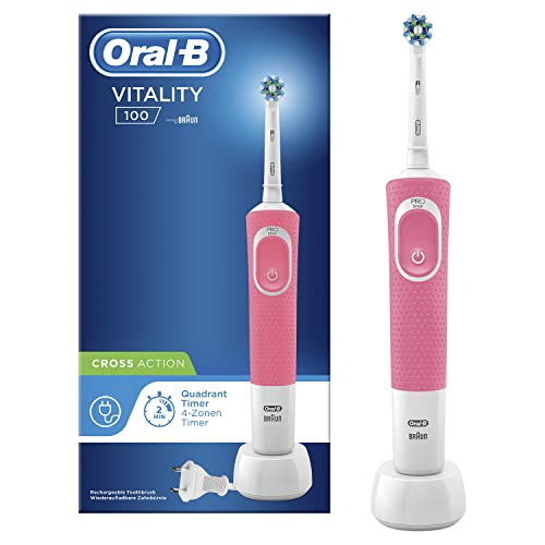 Oral-B Vitality 100 CrossAction - Cepillo Eléctrico, 1 Mango, 1 Cabezal, Rosa
