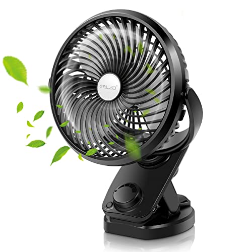 ELZO Ventilador USB, Mini Ventilador Clip Ventilador 5000mAh Batería Ventilador De Escritorio...