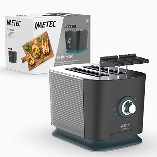 Imetec TostaMaxi, Tostadora con 2 ranuras extragrandes y pinzas modulables para tostadas...
