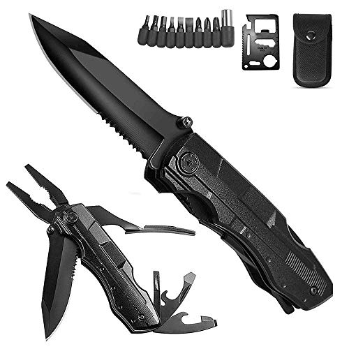ORSIFOW Cuchillo Multiusos, Herramienta Multiuso Inoxidable 13 en 1 | Alicates Plegables...