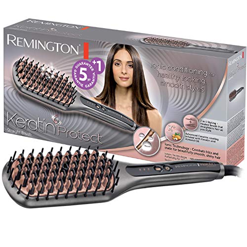Remington CB7480 Keratin Protect Straight - Cepillo Alisador, Cerdas de Cerámica, Keratina...